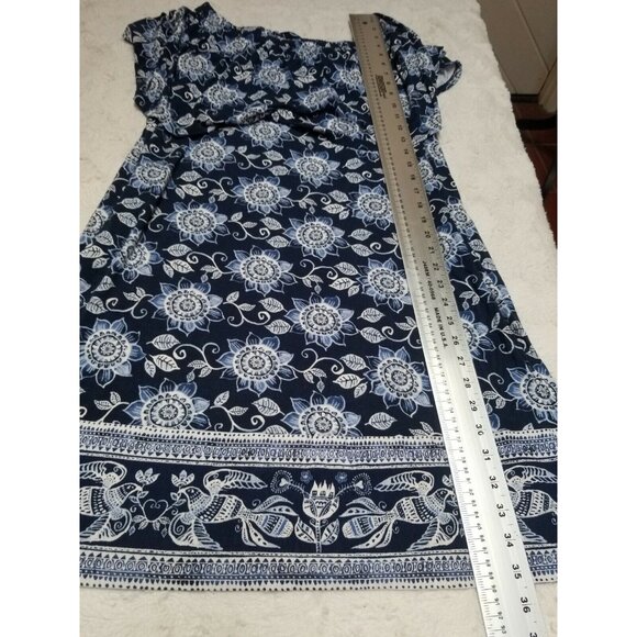 J. Jill Womens Bertha Collar Shift Dress Medium Stretchy Neckline Floral Blue - Picture 6 of 7